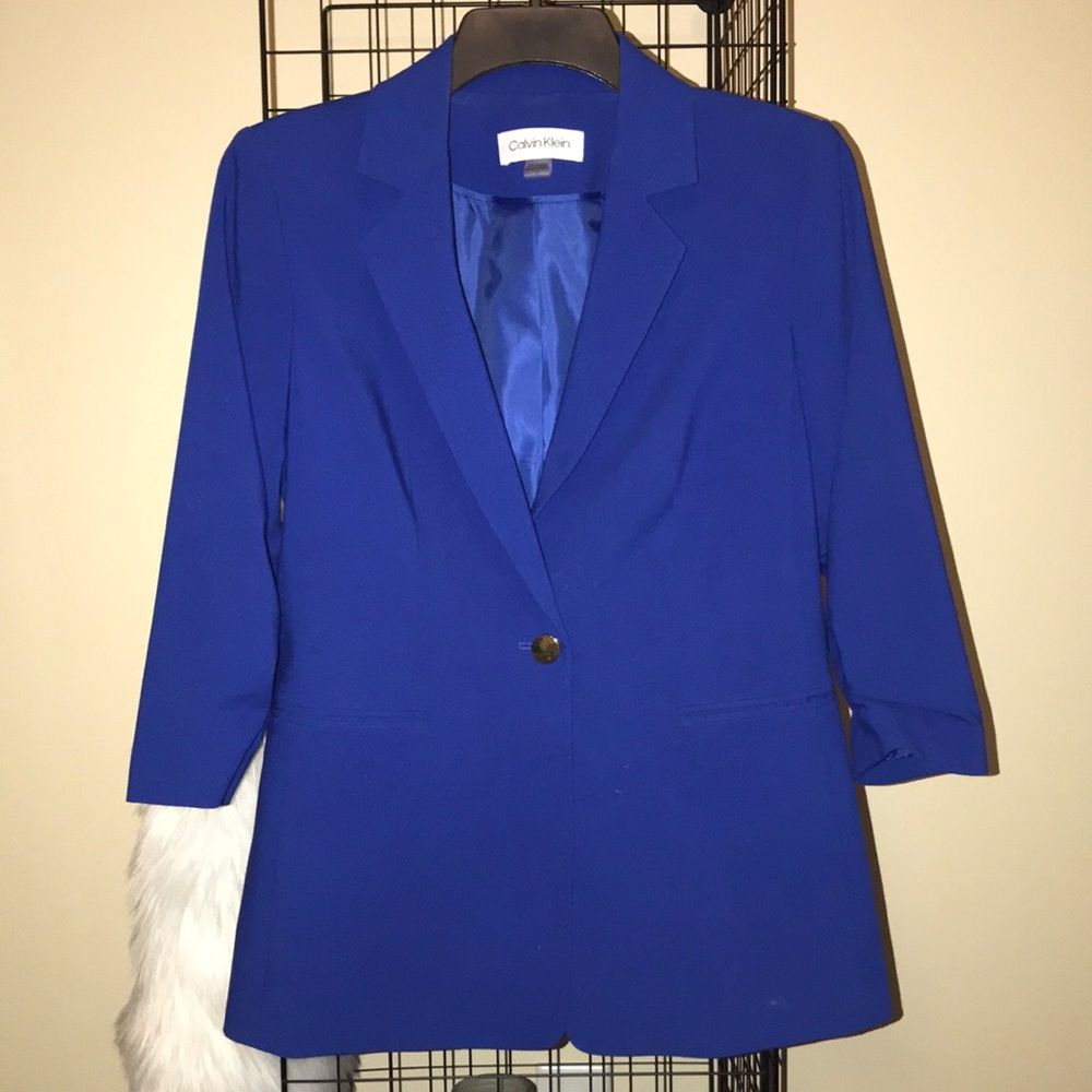 Calvin Klein Womens 3/4 Sleeves Collared Jacket